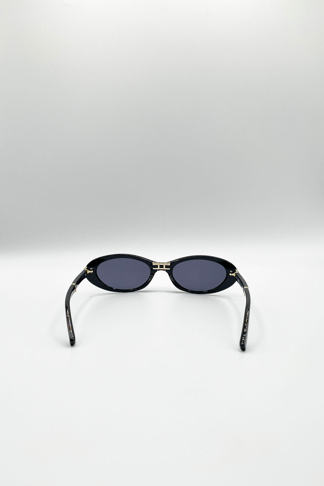 Oval Foldable Retro Sunglasses In Black
