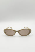 Oval Foldable Sunglasses In Beige