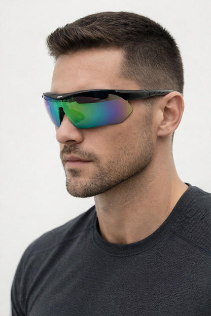 Outdoor Sports Racer Sunglasses In Black Multi
