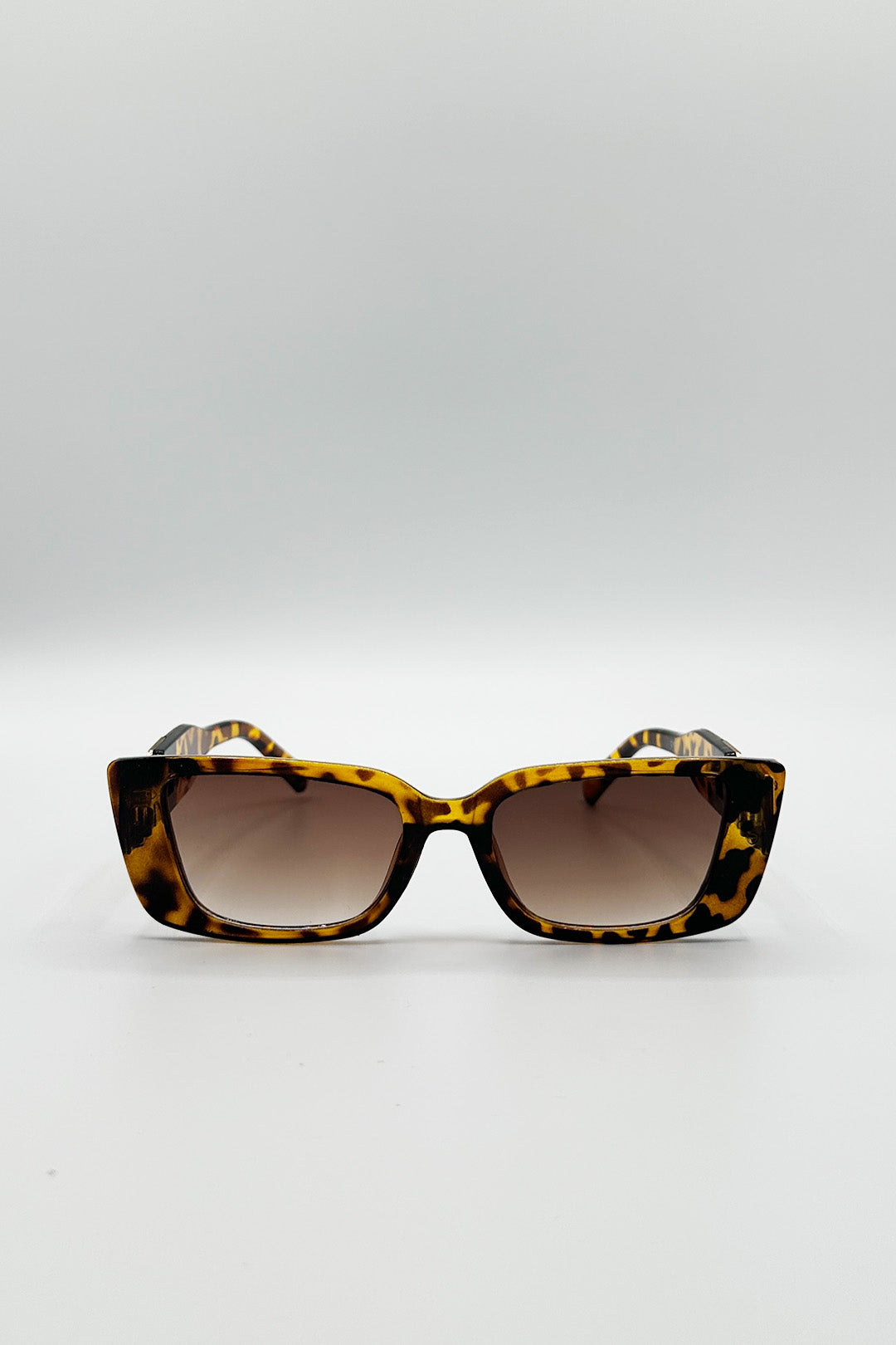 Rectangle Cateye Side Detail Sunglasses In Leopard
