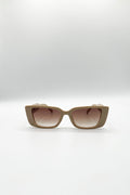 Rectangle Cateye Side Detail Sunglasses In Khaki