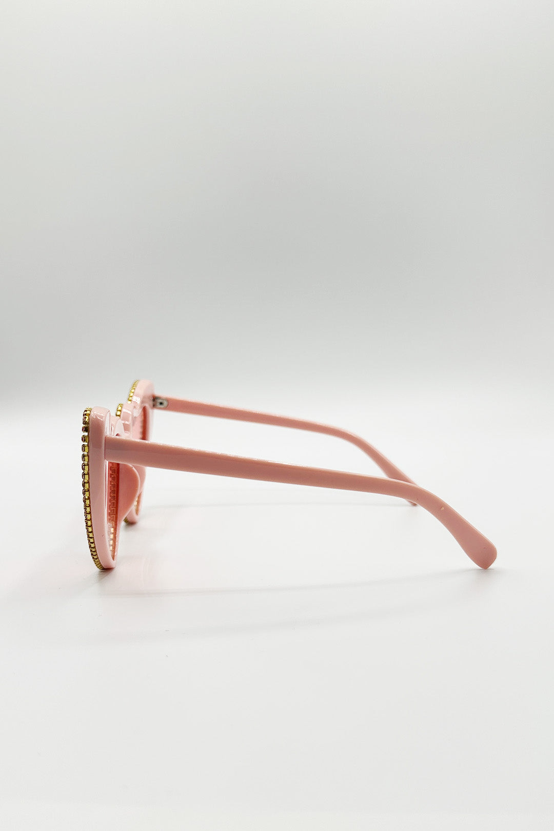 Heart Shape Diamonte Sunglasses In Pink