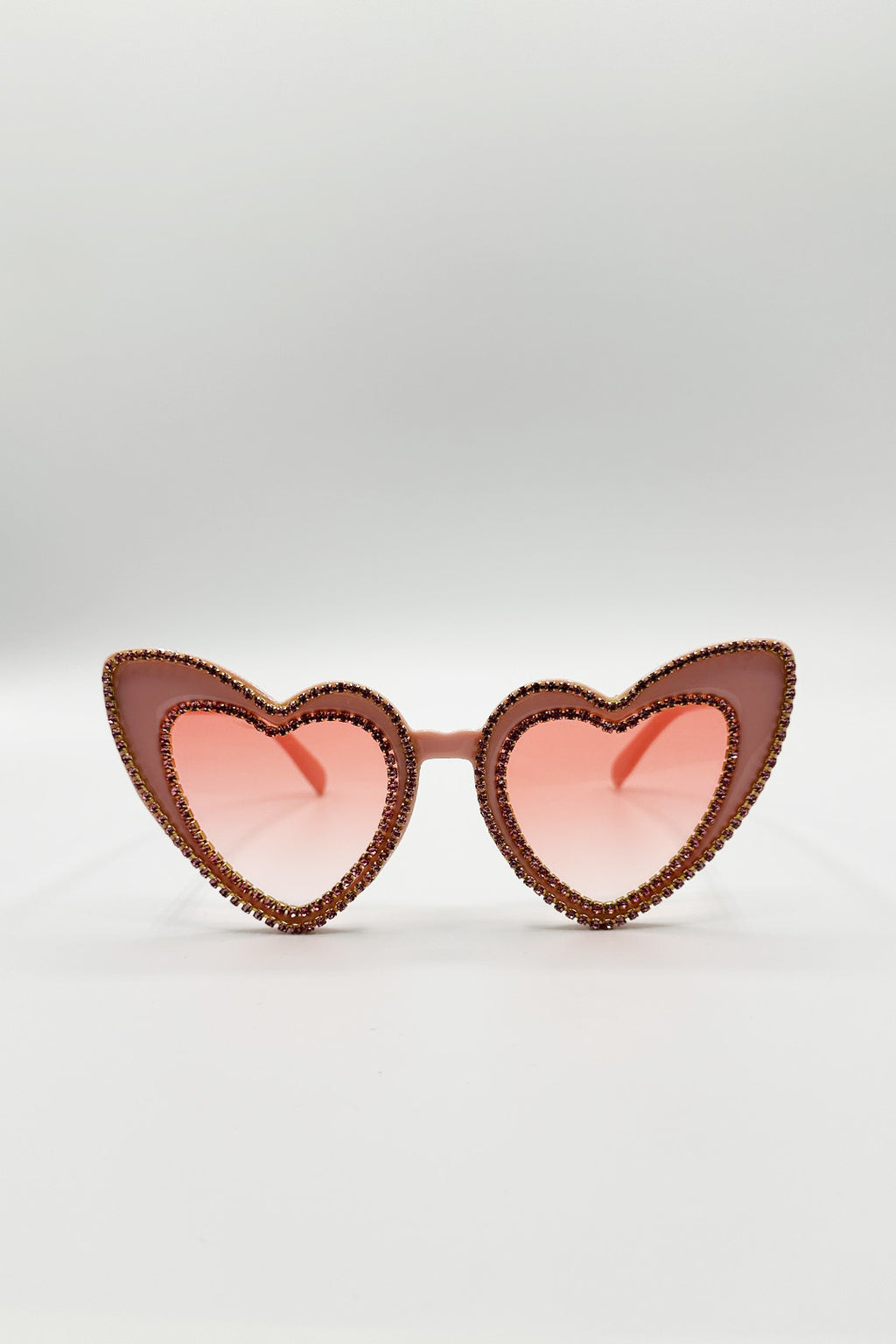 Heart Shape Diamonte Sunglasses In Pink