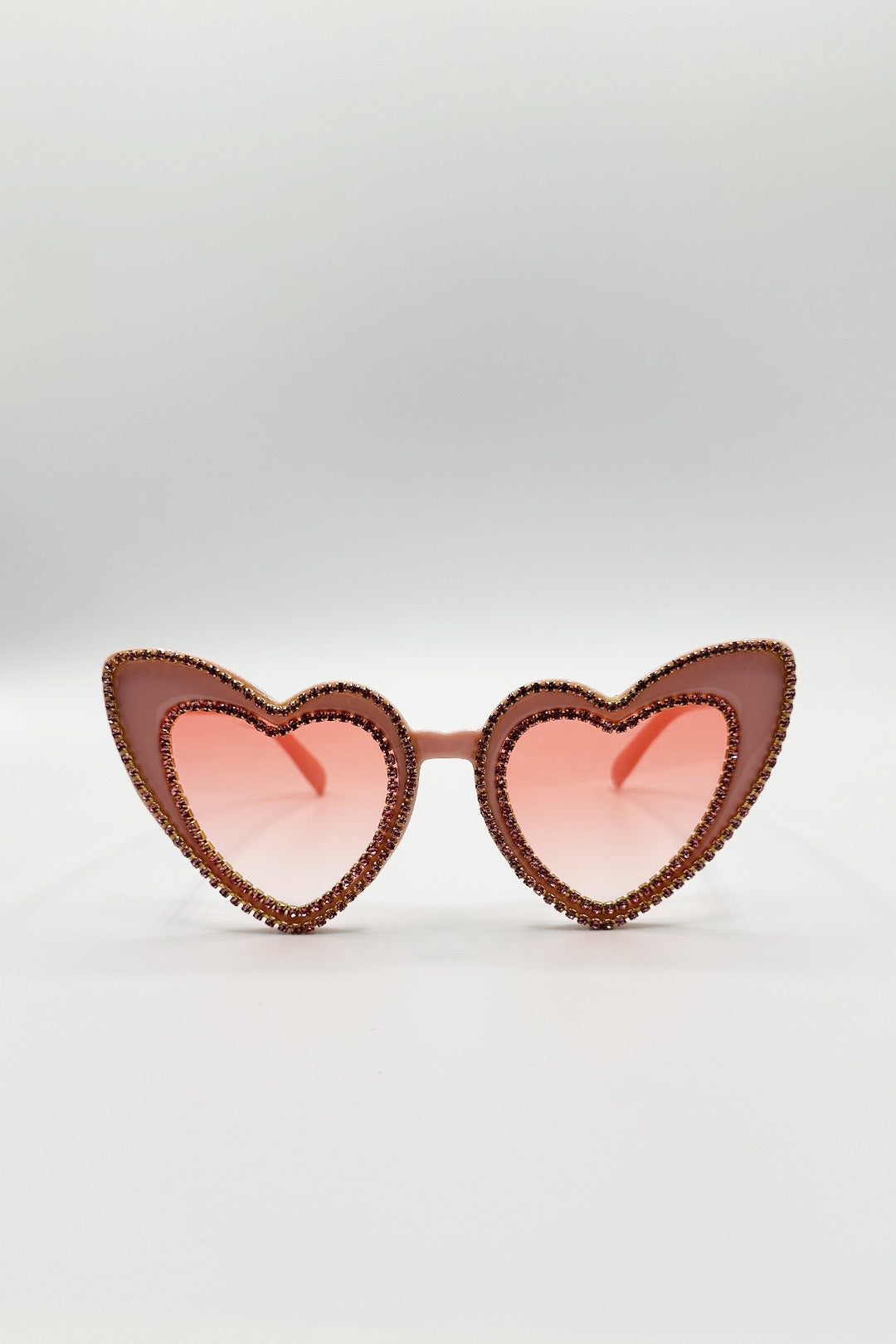 Heart Shape Diamonte Sunglasses In Pink