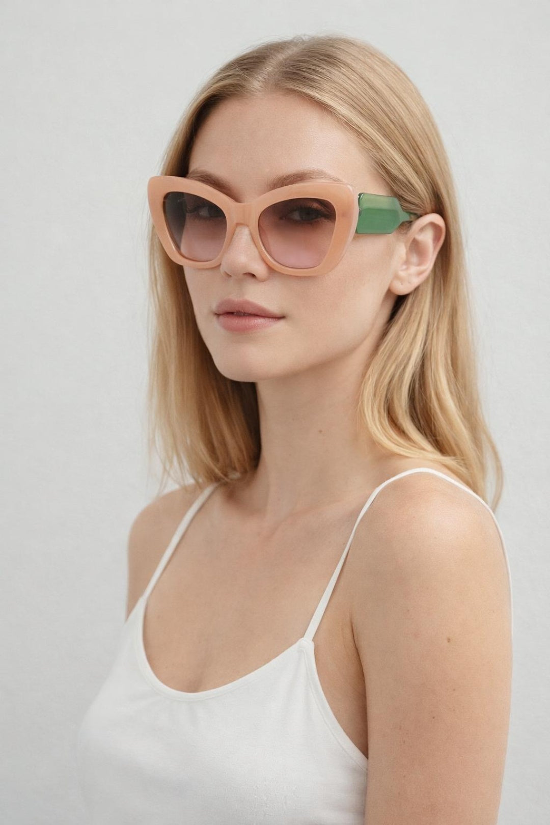 Cat Eye Sunglasses in Pink Green