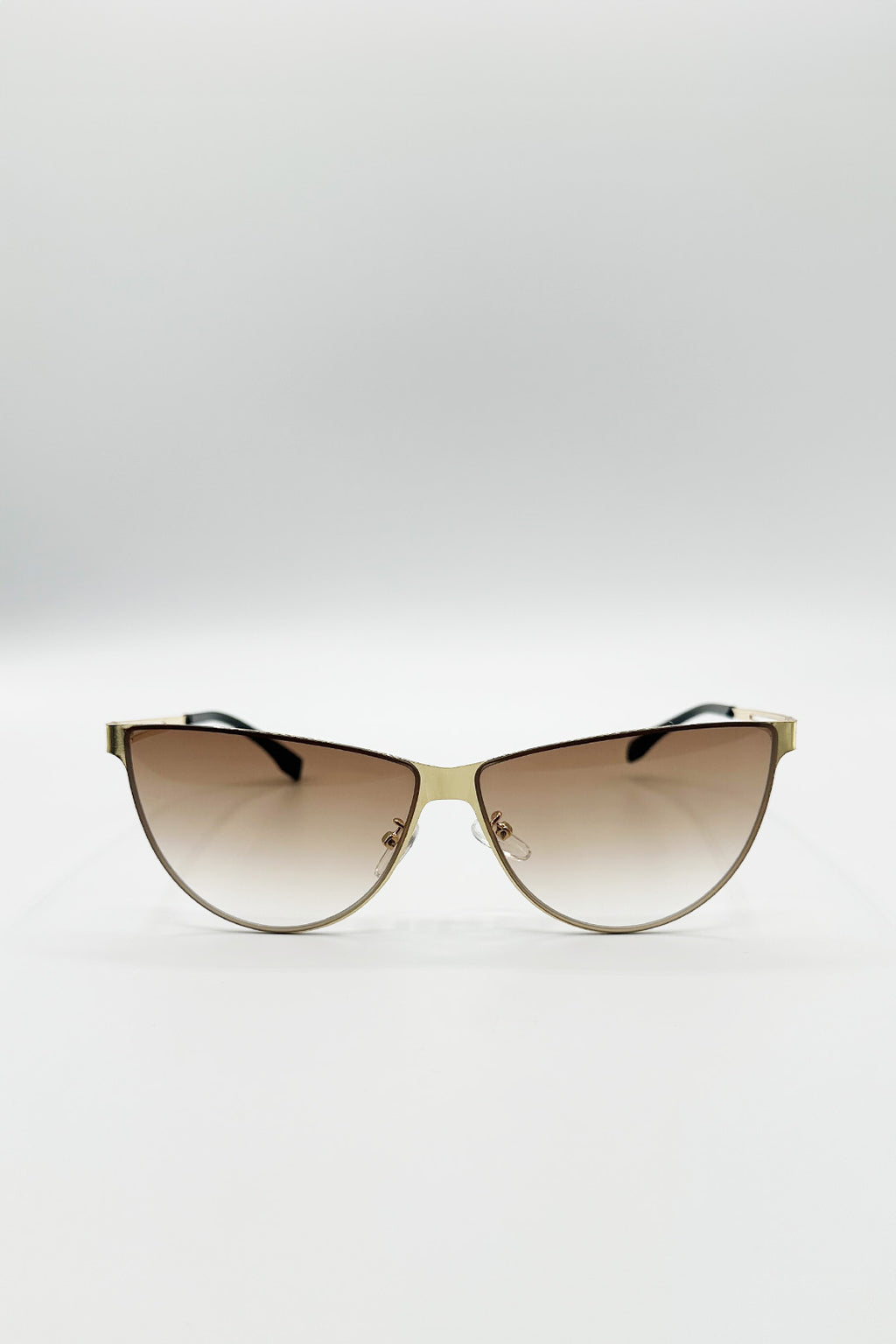 Round Flat Top Metal Sunglasses  In Brown