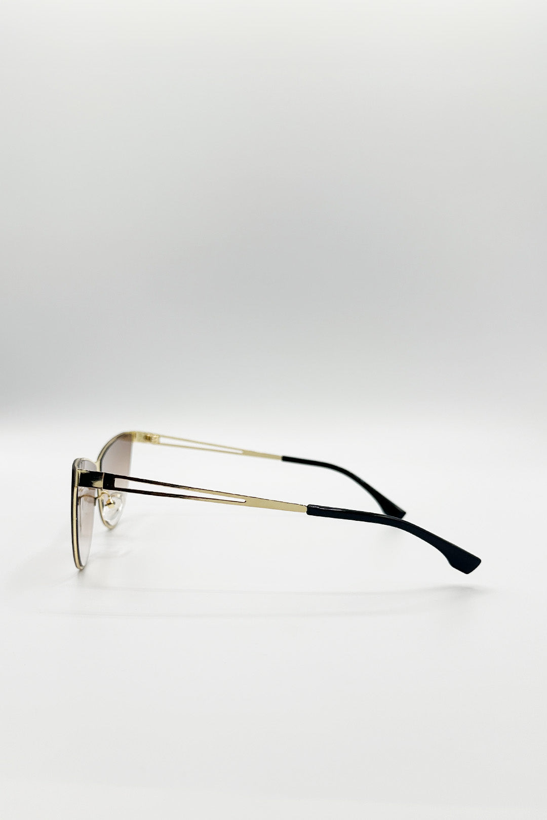 Round Flat Top Metal Sunglasses  In Brown