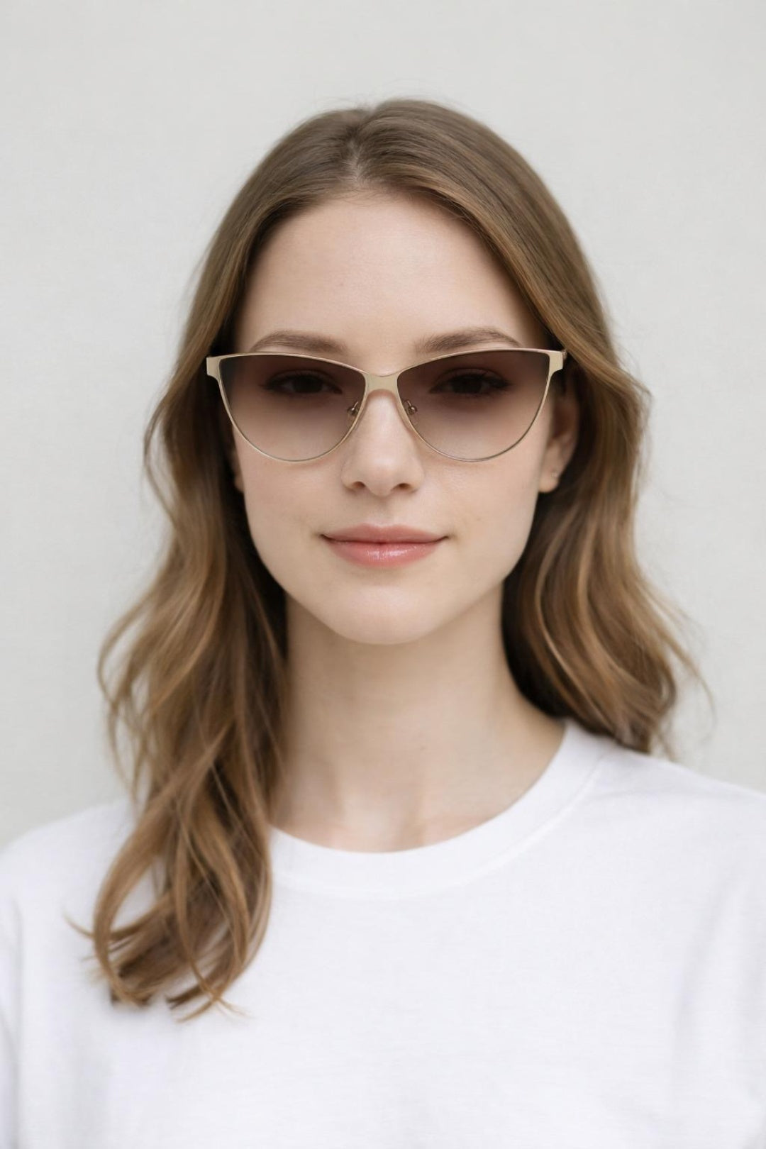 Round Flat Top Metal Sunglasses  In Brown
