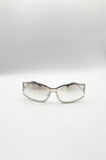Retangle Wrap Around Metal Sunglasses In Sliver
