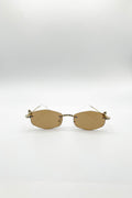 Rimless Oval Diamante Sunglasses In Brown