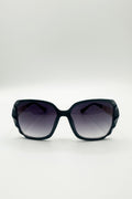 Round Square Side Detail Sunglasses In Black