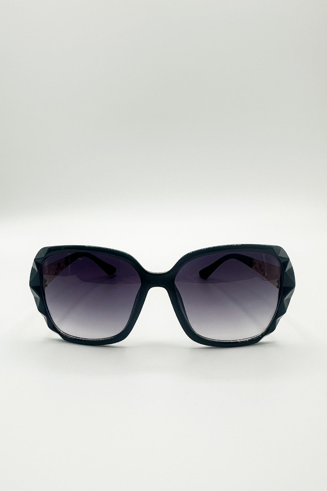 Round Square Side Detail Sunglasses In Black