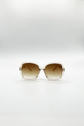 Round Square Side Detail Sunglasses In Champagne