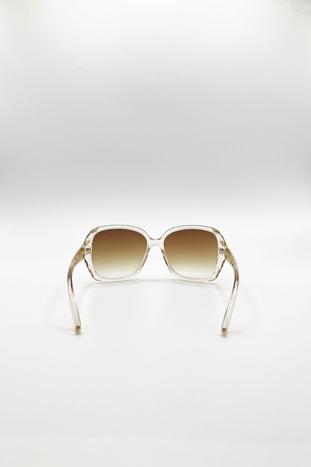 Round Square Side Detail Sunglasses In Champagne