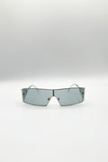 Wraparound Flattop Metal Sunglasses In Black