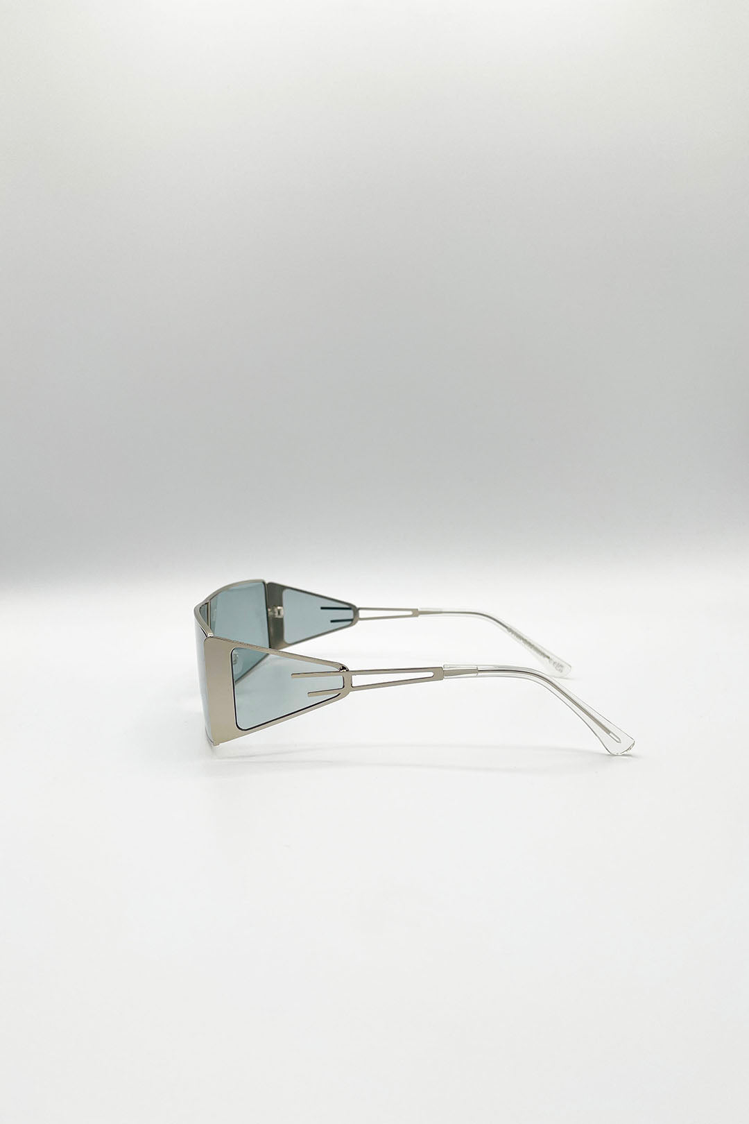 Wraparound Flattop Metal Sunglasses In Black