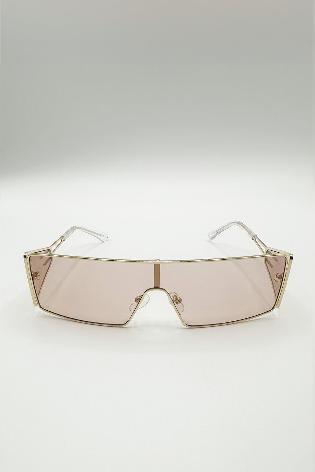 Retangle Flattop Metal Sunglasses In Brown