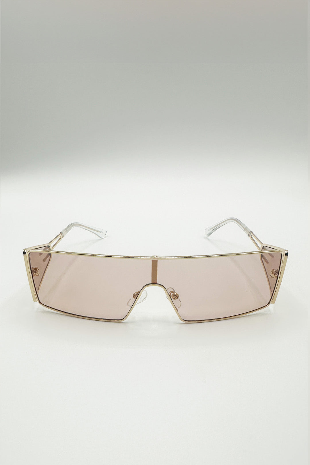 Retangle Flattop Metal Sunglasses In Brown