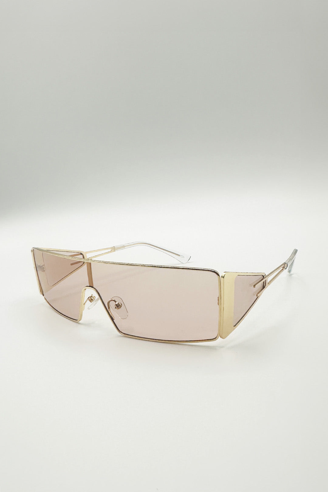 Retangle Flattop Metal Sunglasses In Brown