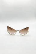 Butterfly Dimante Rimless Sunglasses In Brown