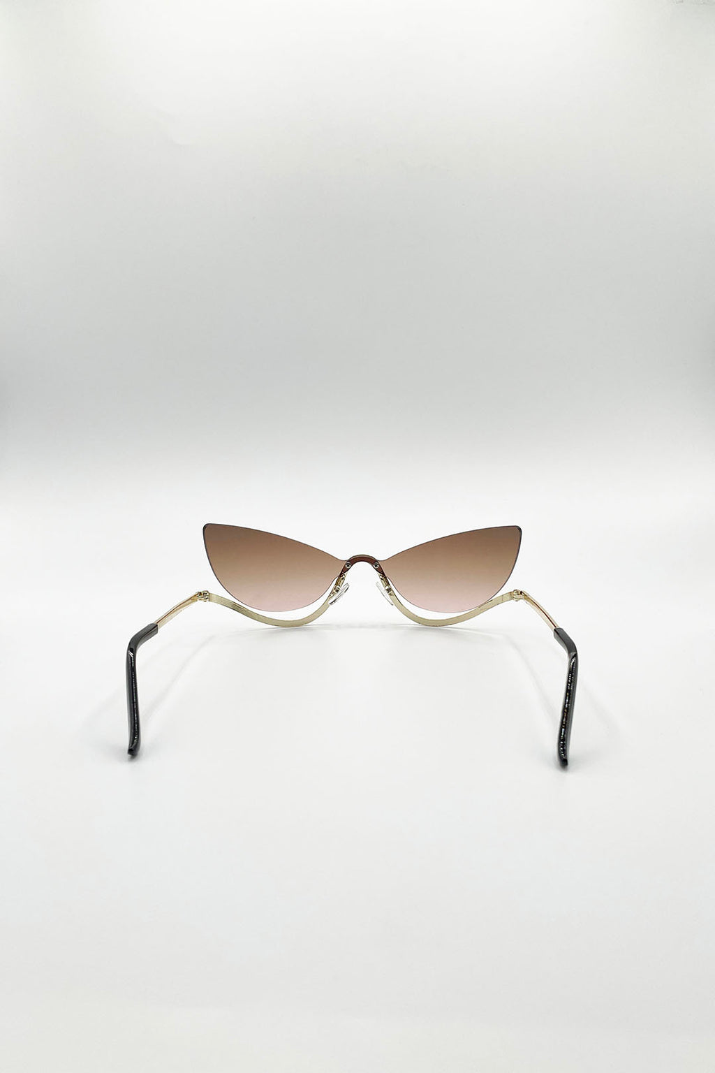 Butterfly Dimante Rimless Sunglasses In Brown