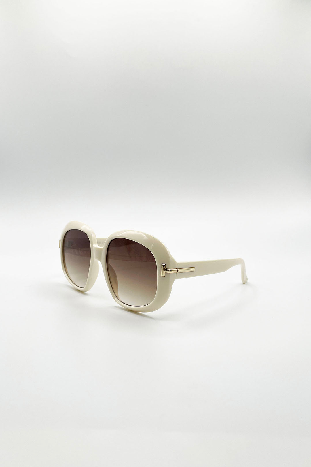 Bold Round Oversized Sunglasses In Cream