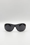 Vintage Rose Wrap Around Sunglasses In Black