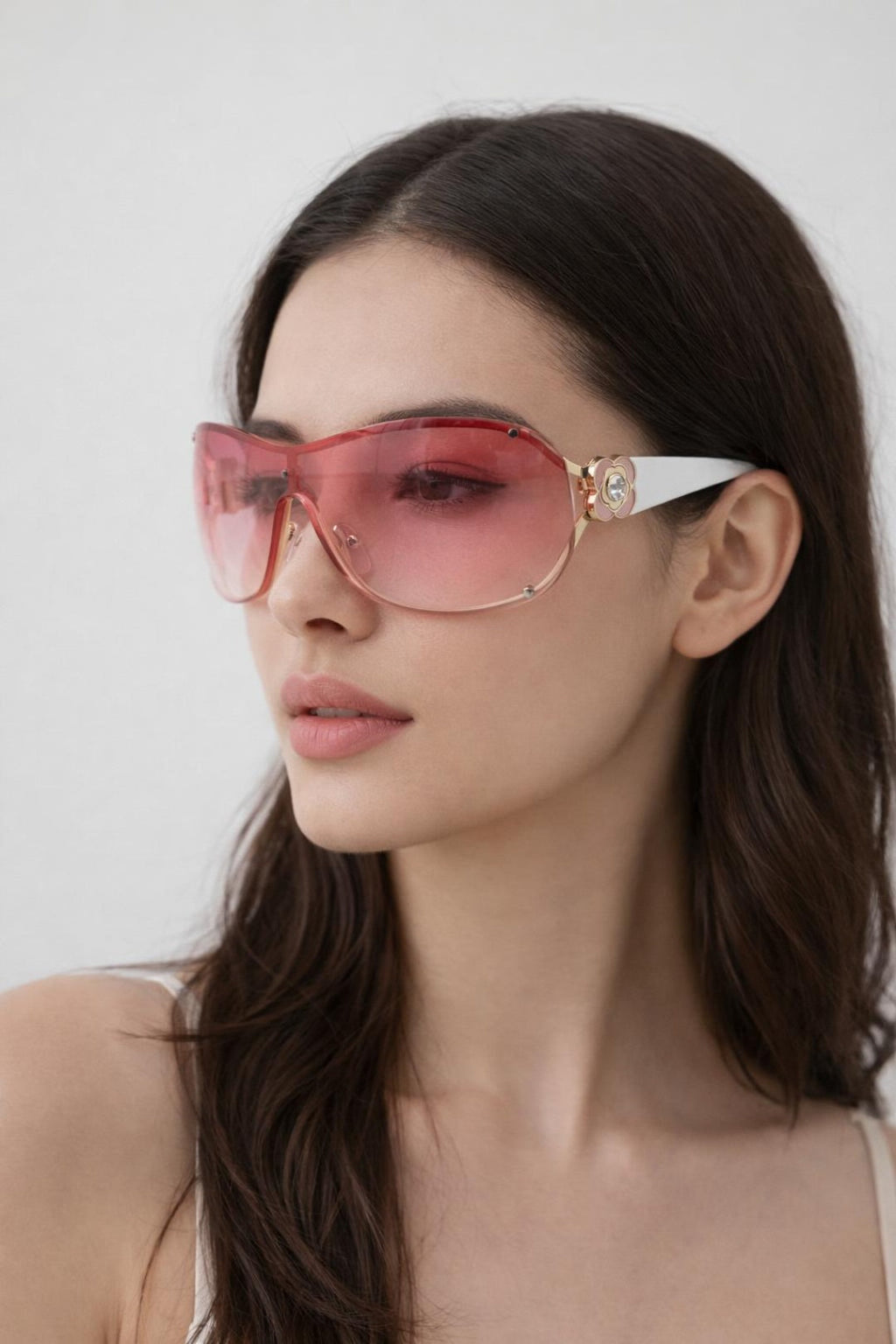 Vintage Rose Wrap Around Sunglasses In Pink