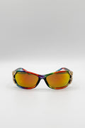 Vintage Wrap Around With Butterfly Detail Sunglasses In Multi