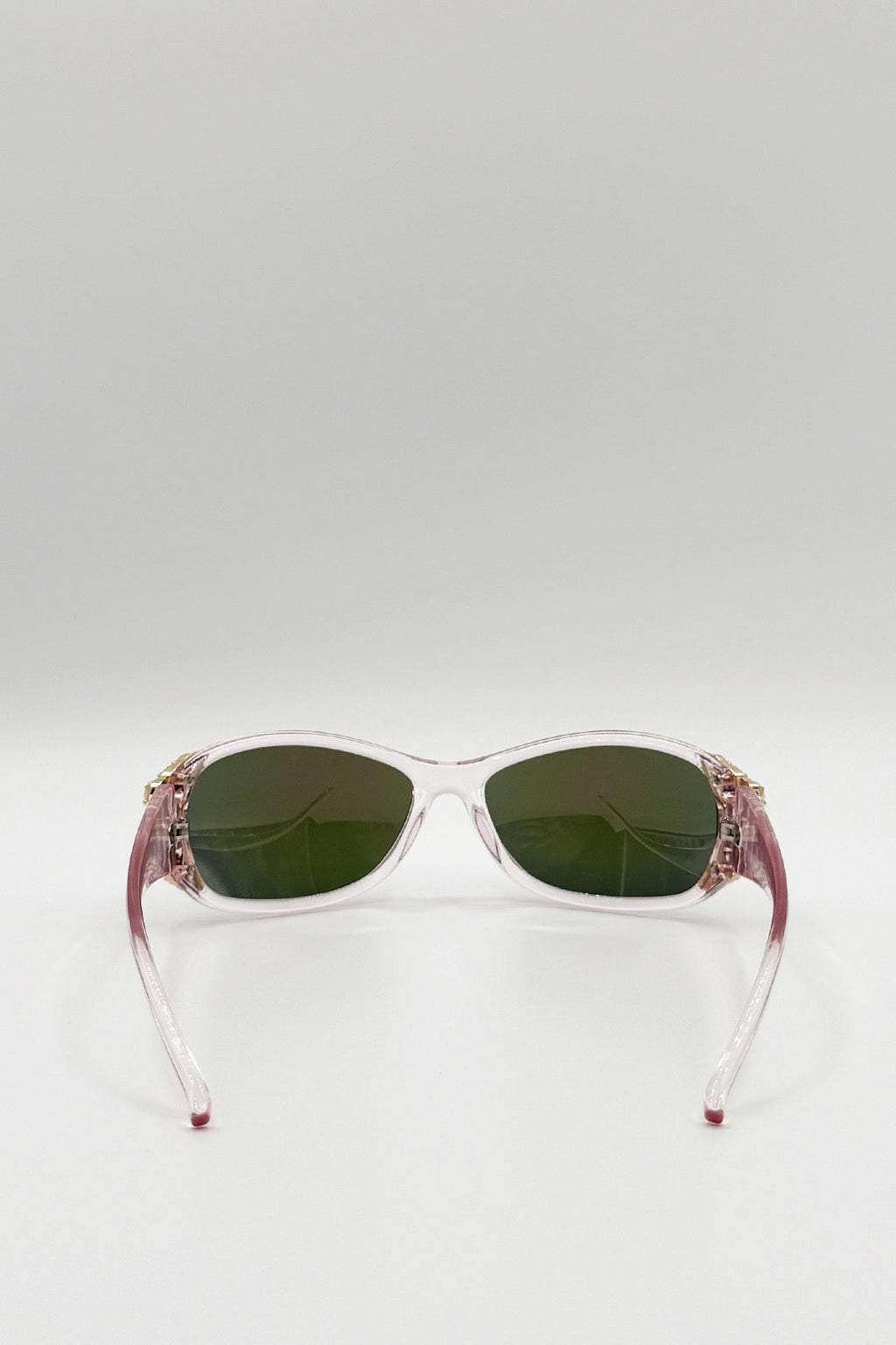 Vintage Wrap Around With Butterfly Detail Sunglasses in Pink Multi