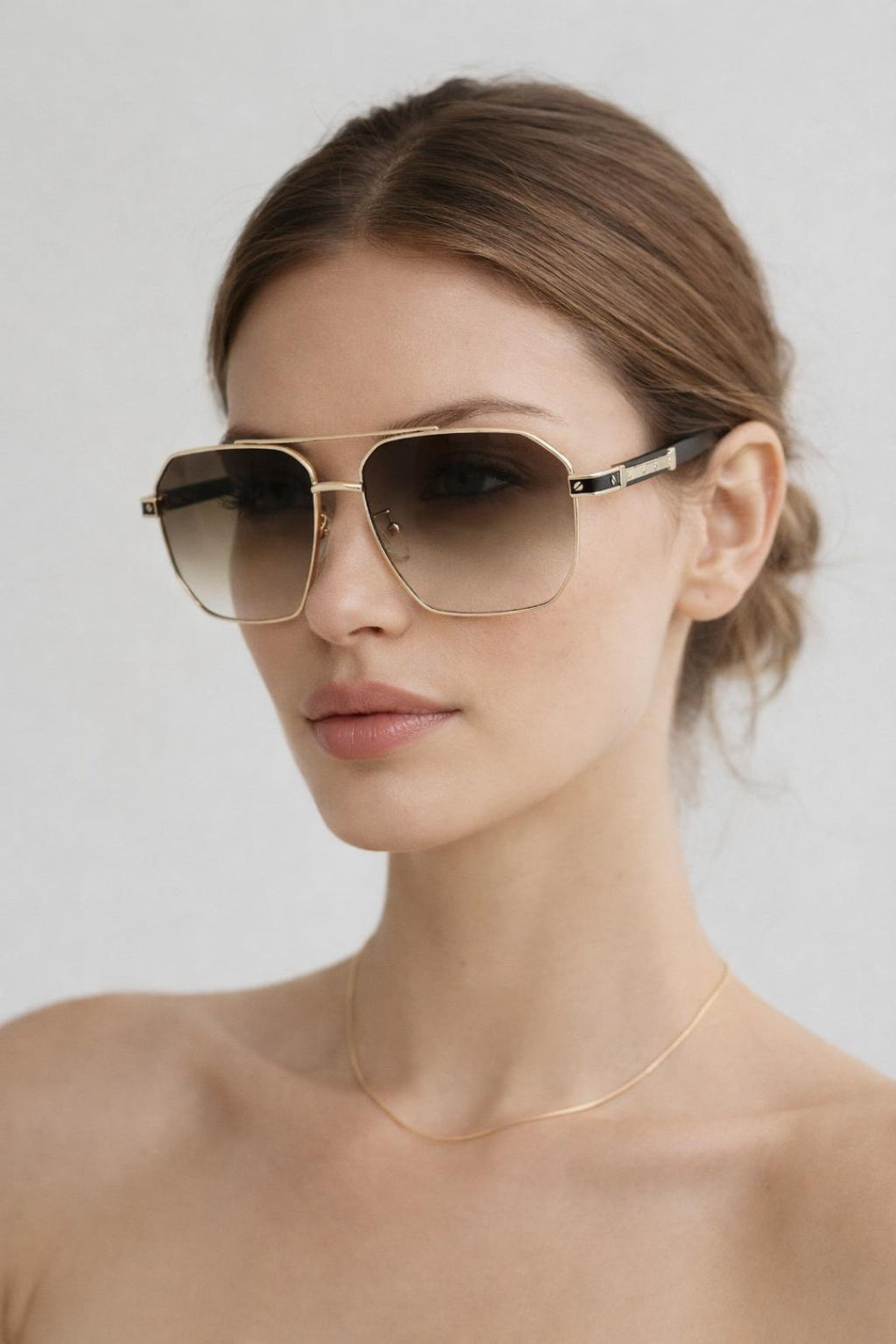 Retro Square Navigator Sunglasses in Brown