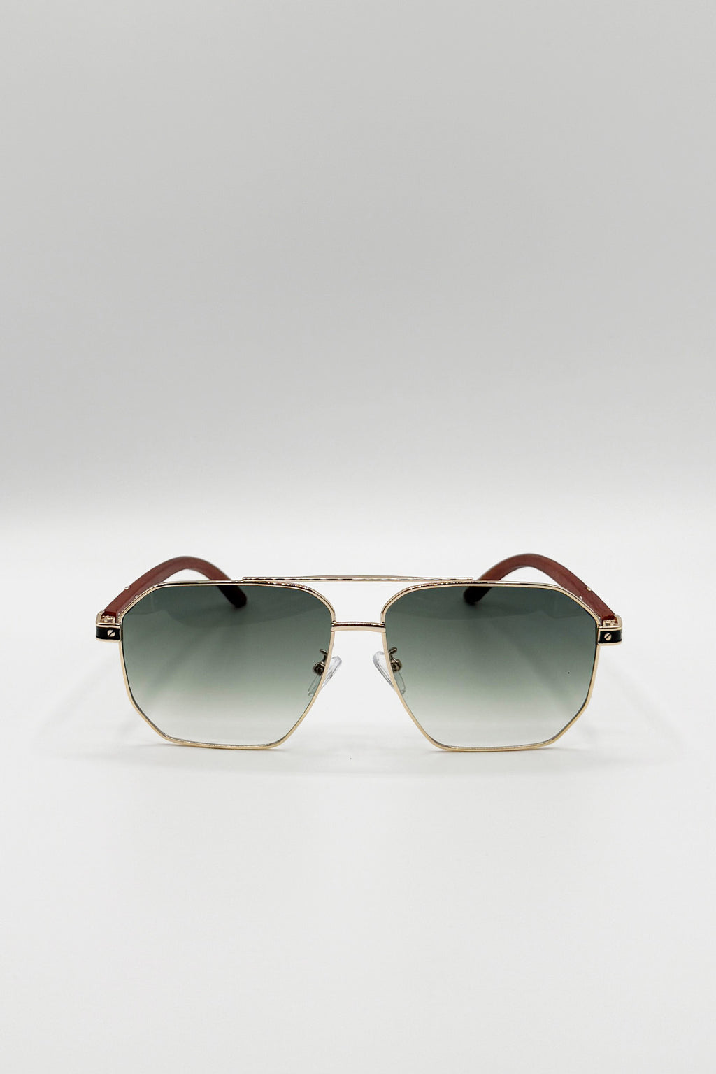Retro Square Navigator Sunglasses in Green
