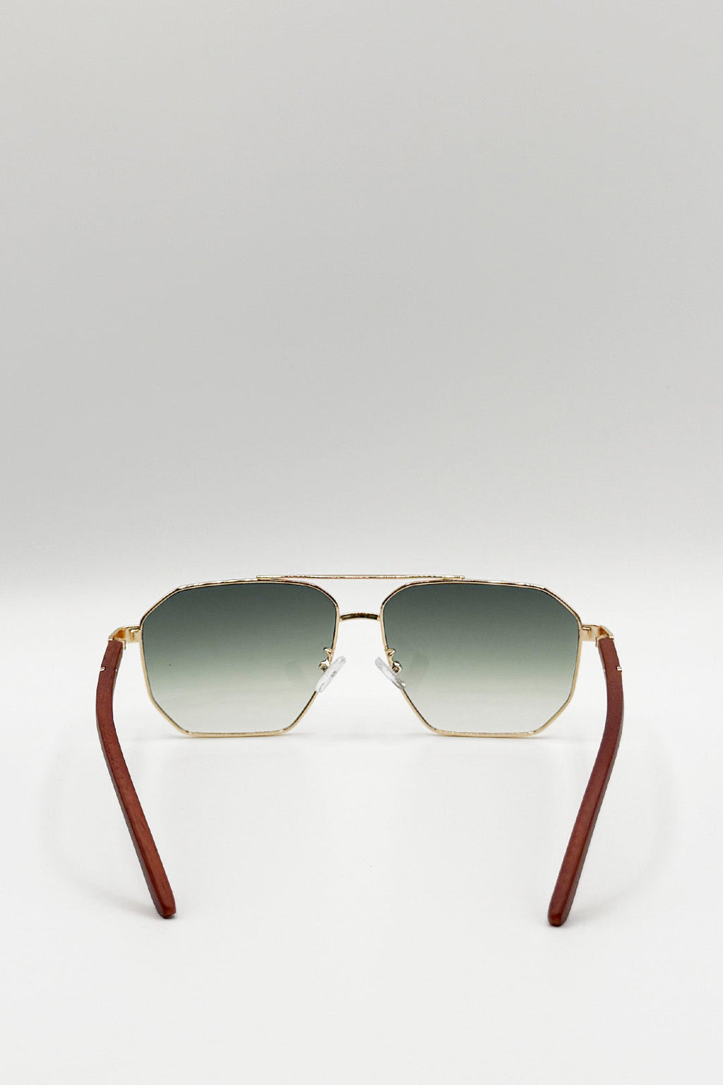 Retro Square Navigator Sunglasses in Green