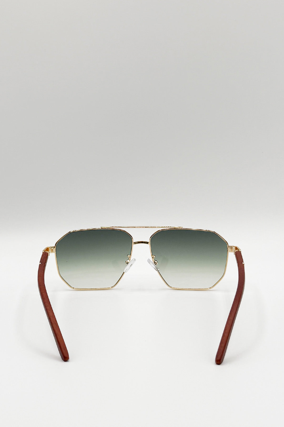 Retro Square Navigator Sunglasses in Green