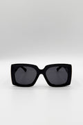 Oversized Square Sunglasses in Black Gold Detail