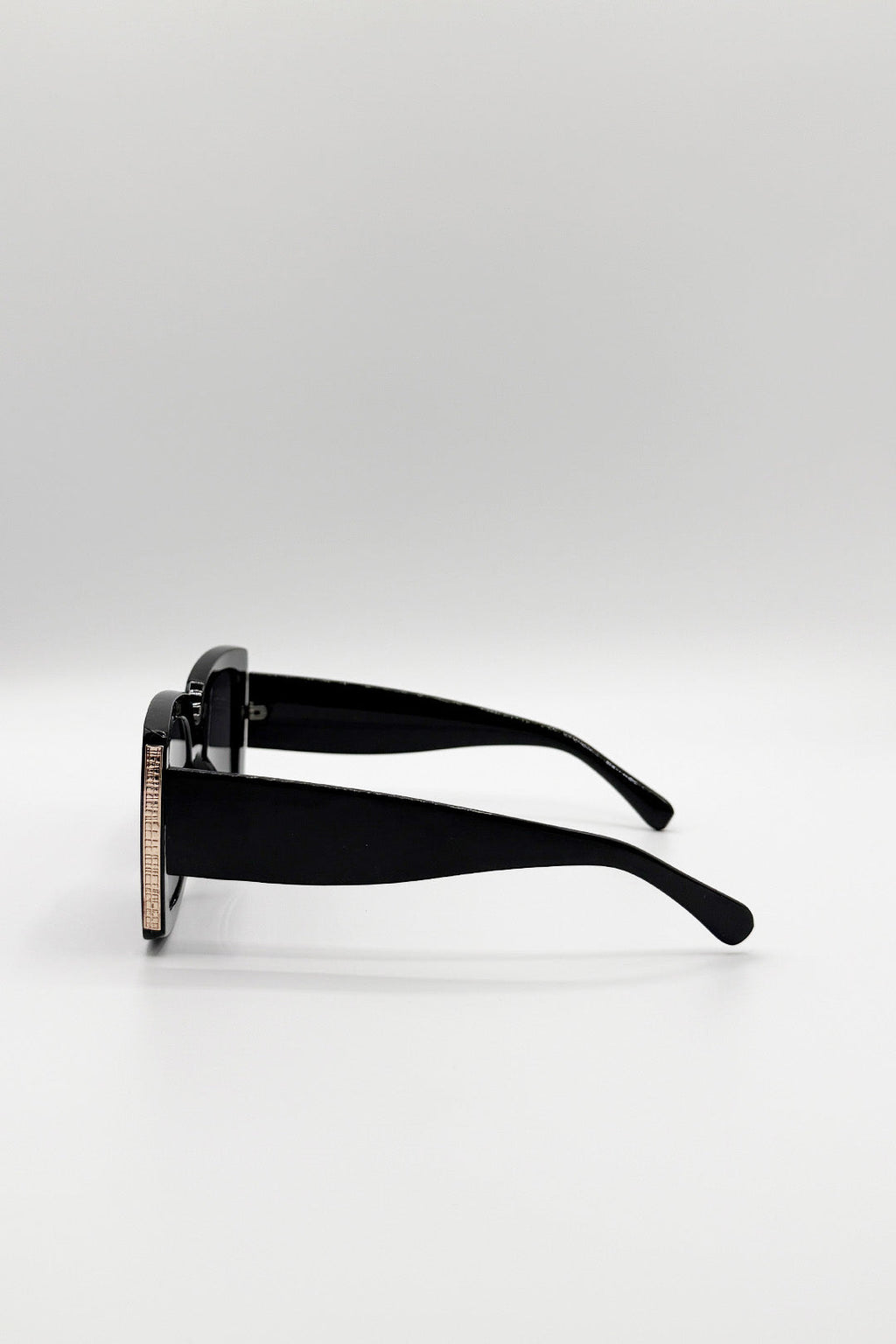 Oversized Square Sunglasses in Black Gold Detail