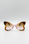 Oversized Butterfly Sunglasses In Pink Brown Leopard