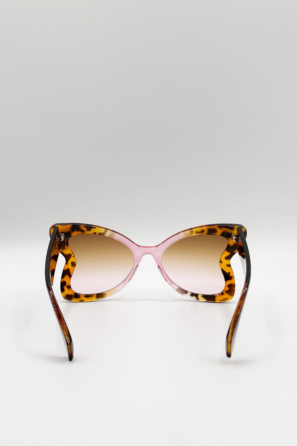 Oversized Butterfly Sunglasses In Pink Brown Leopard