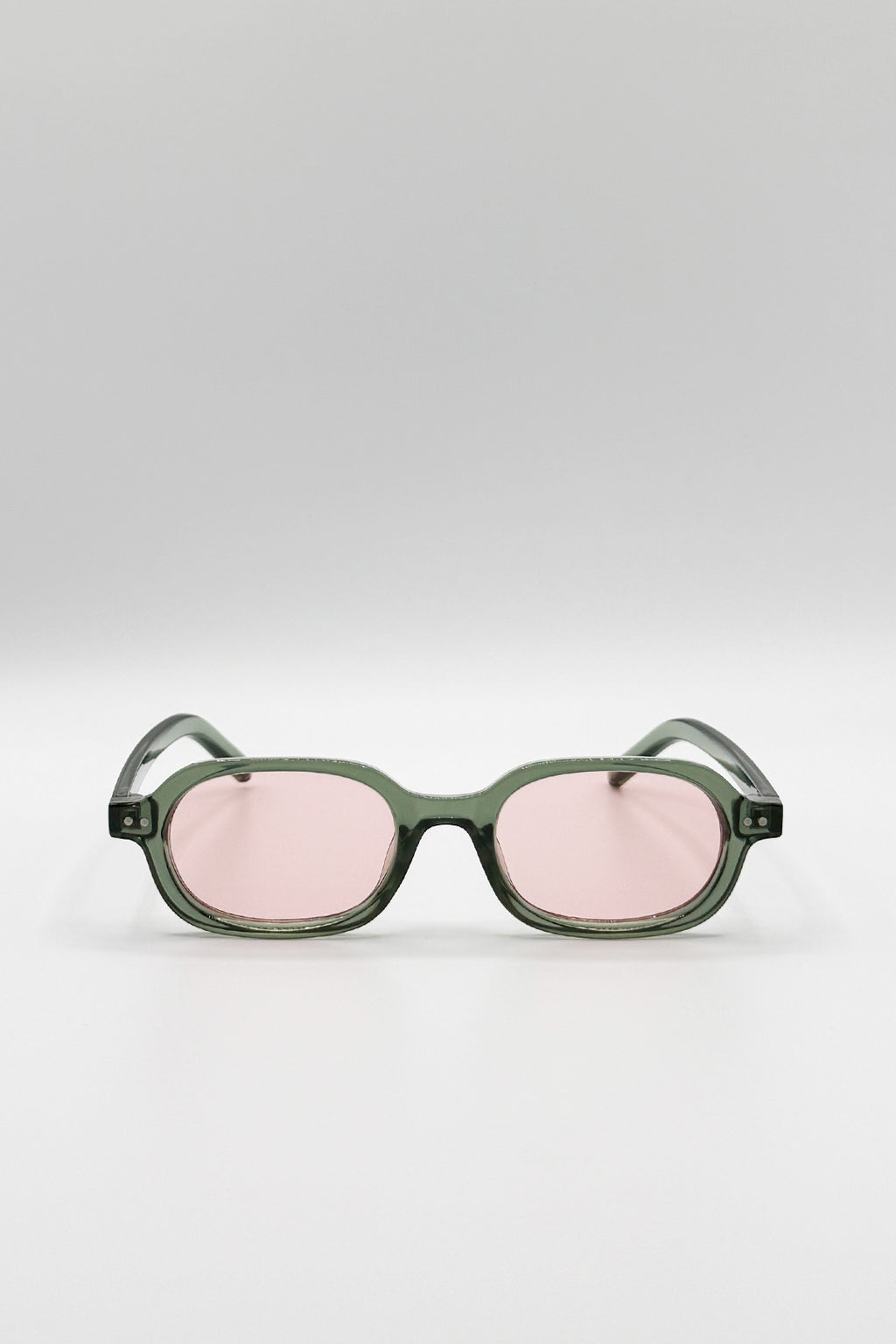 Retro Rounded Square Sunglasses In Green Pink