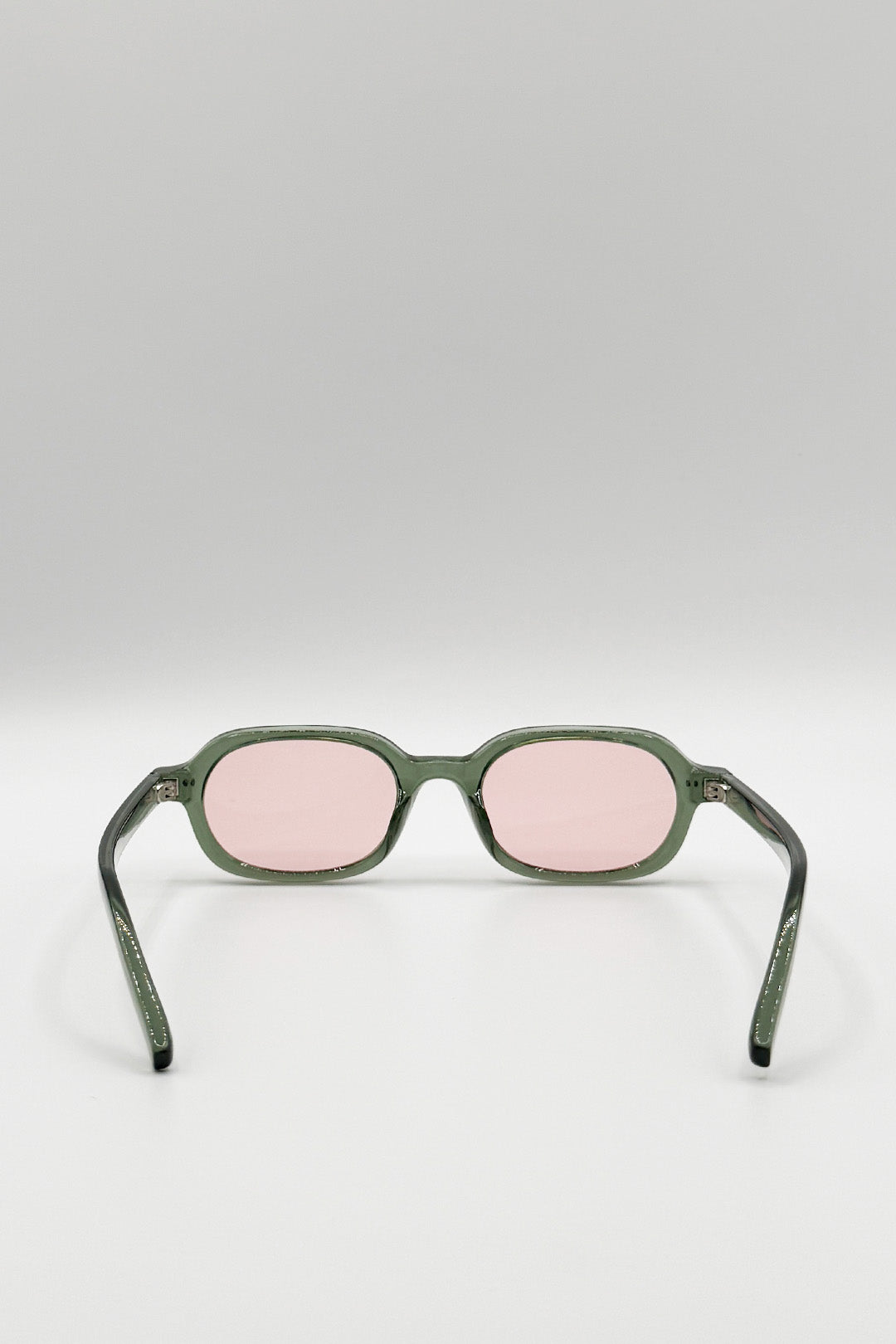 Retro Rounded Square Sunglasses In Green Pink
