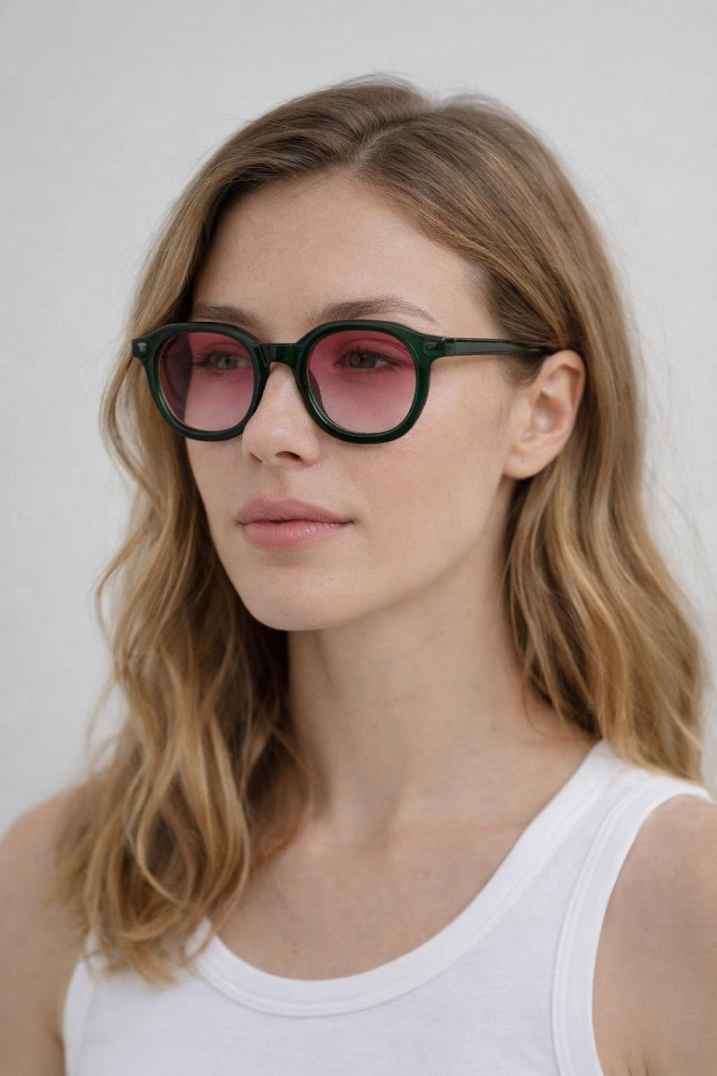 Bold Preppy Sunglasses In Green Pink