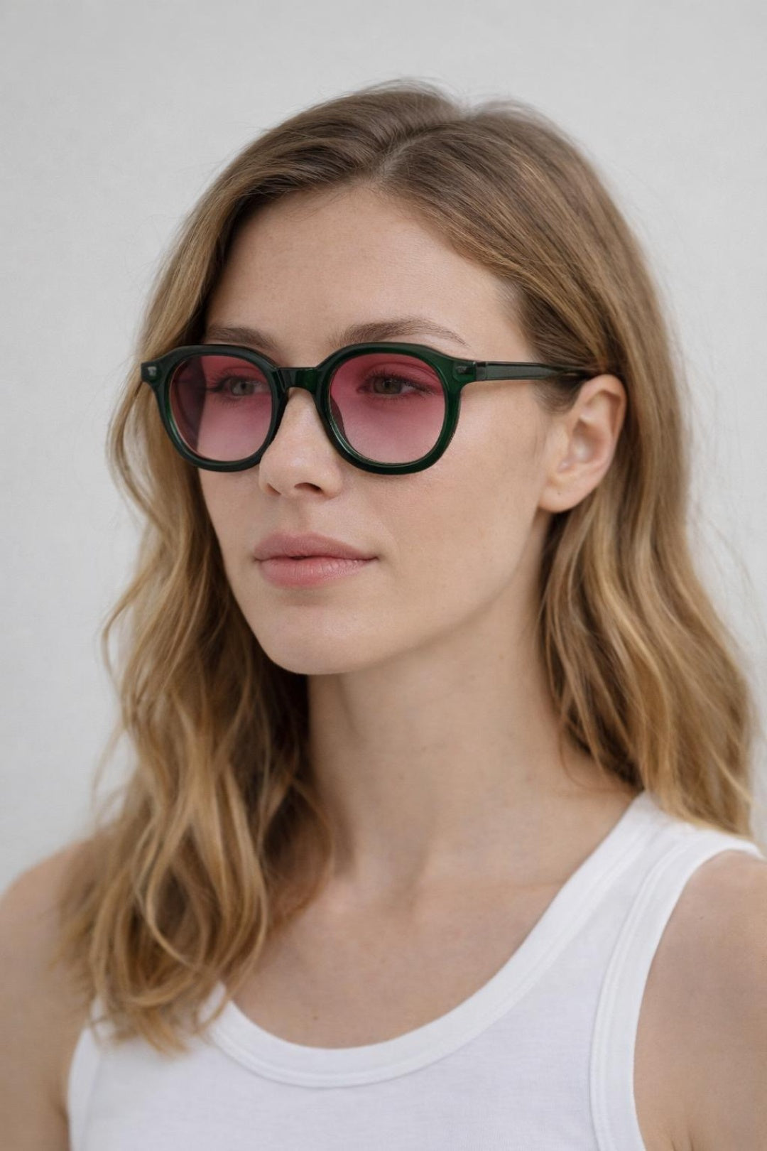 Bold Preppy Sunglasses In Green Pink