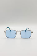 Vintage Metal Square Sunglasses In Blue
