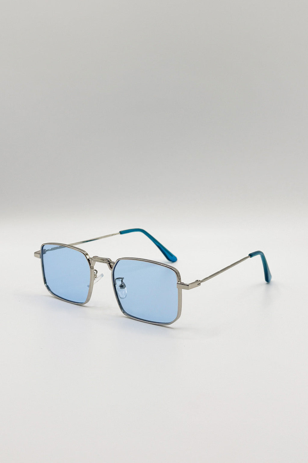 Vintage Metal Square Sunglasses In Blue