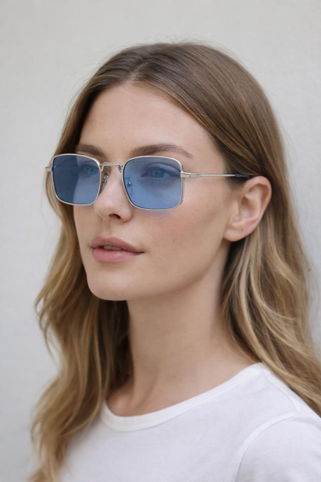 Vintage Metal Square Sunglasses In Blue
