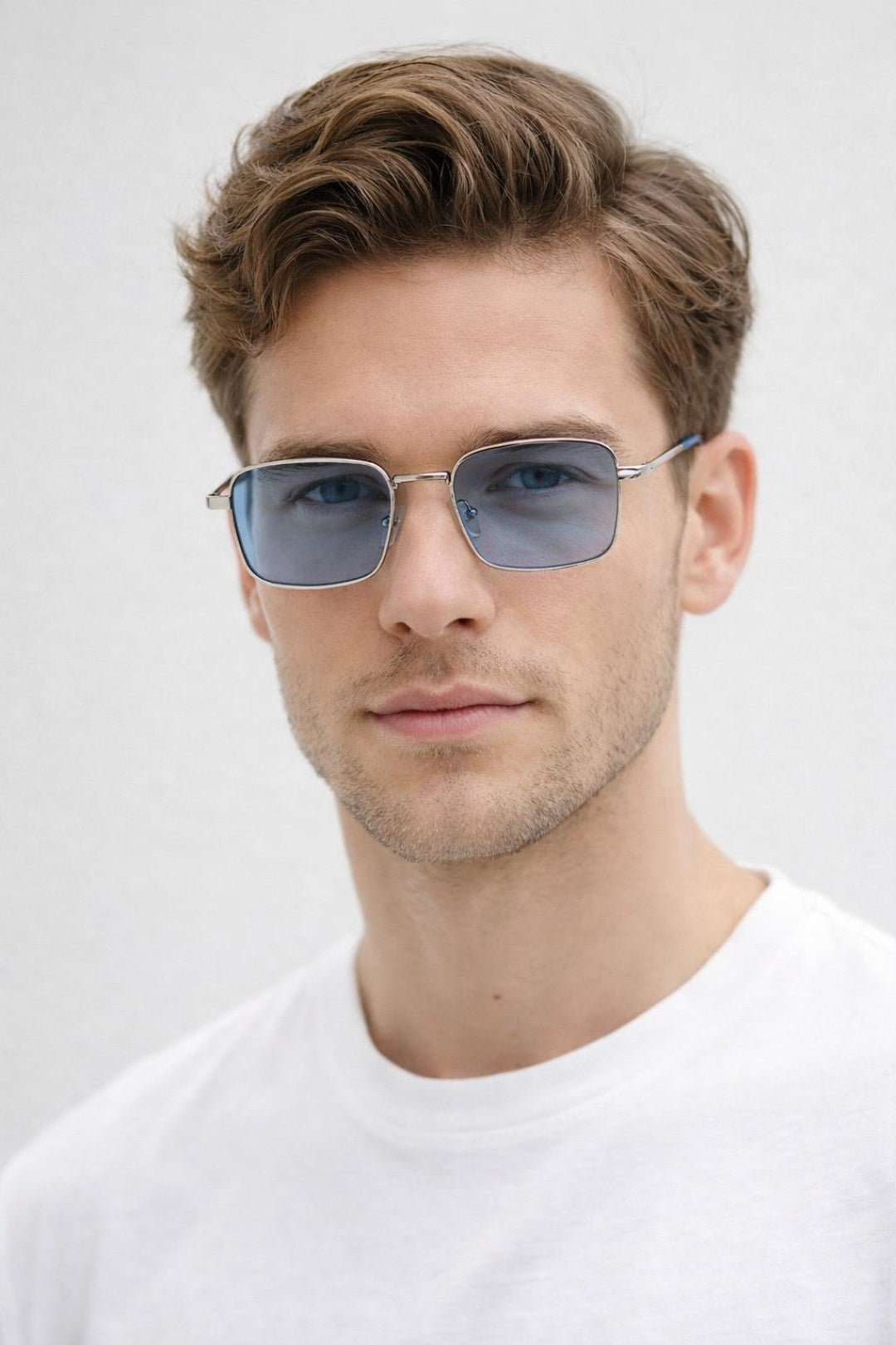 Vintage Metal Square Sunglasses In Blue