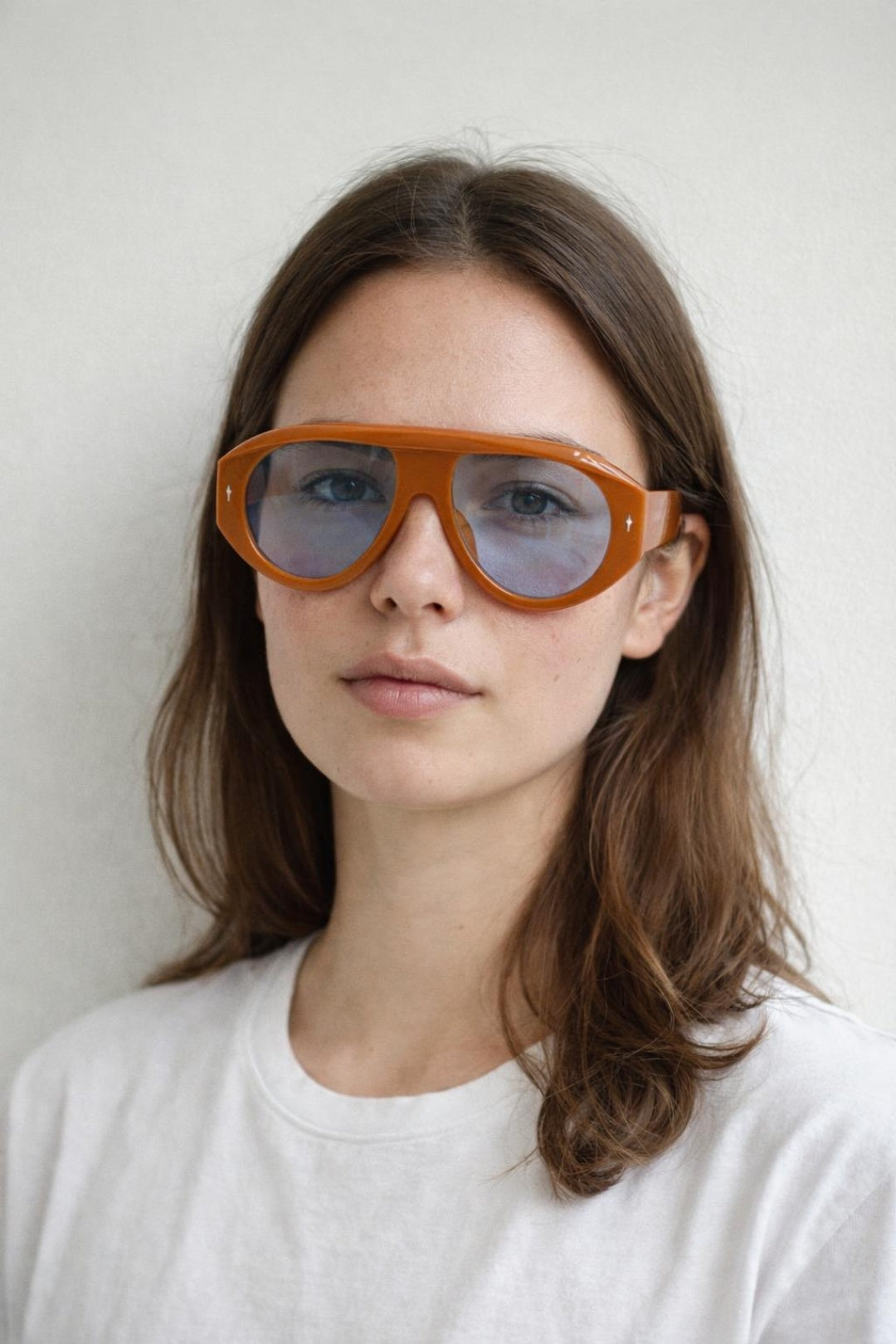 Oversized Bold Aviator Sunglasses in Orange