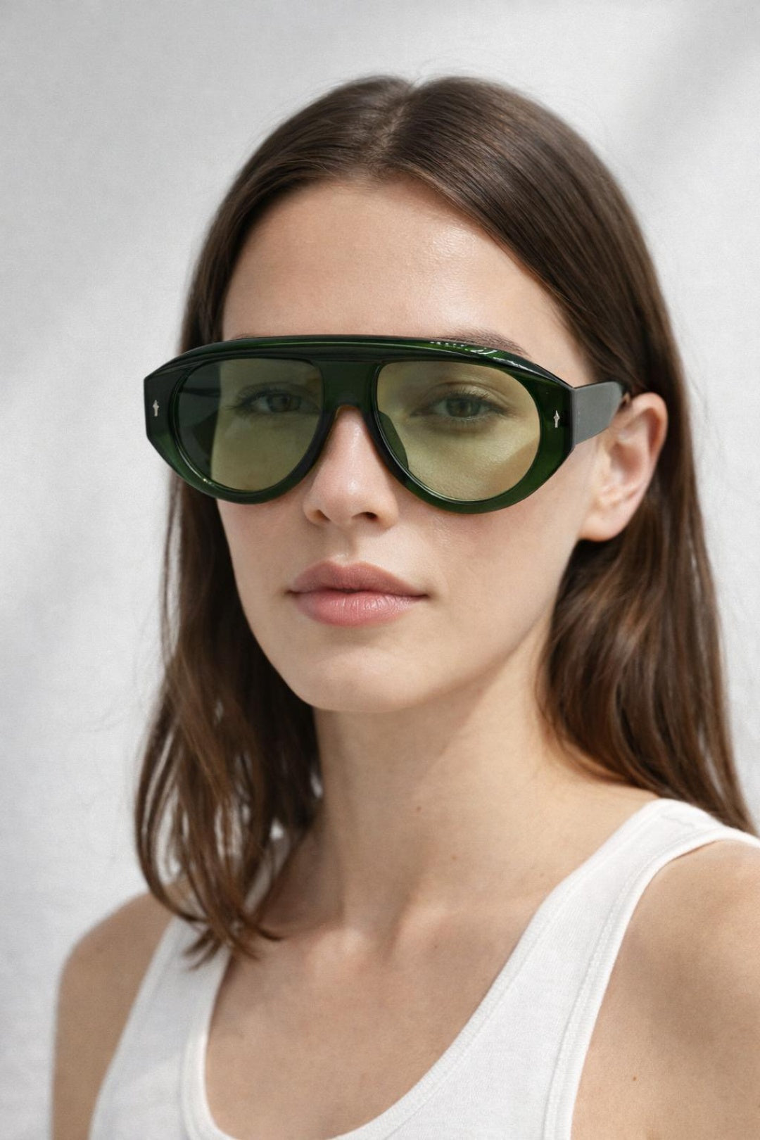Oversized Bold Aviator Sunglasses in Green