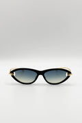 Bold Oval Angular Sunglasses in Black