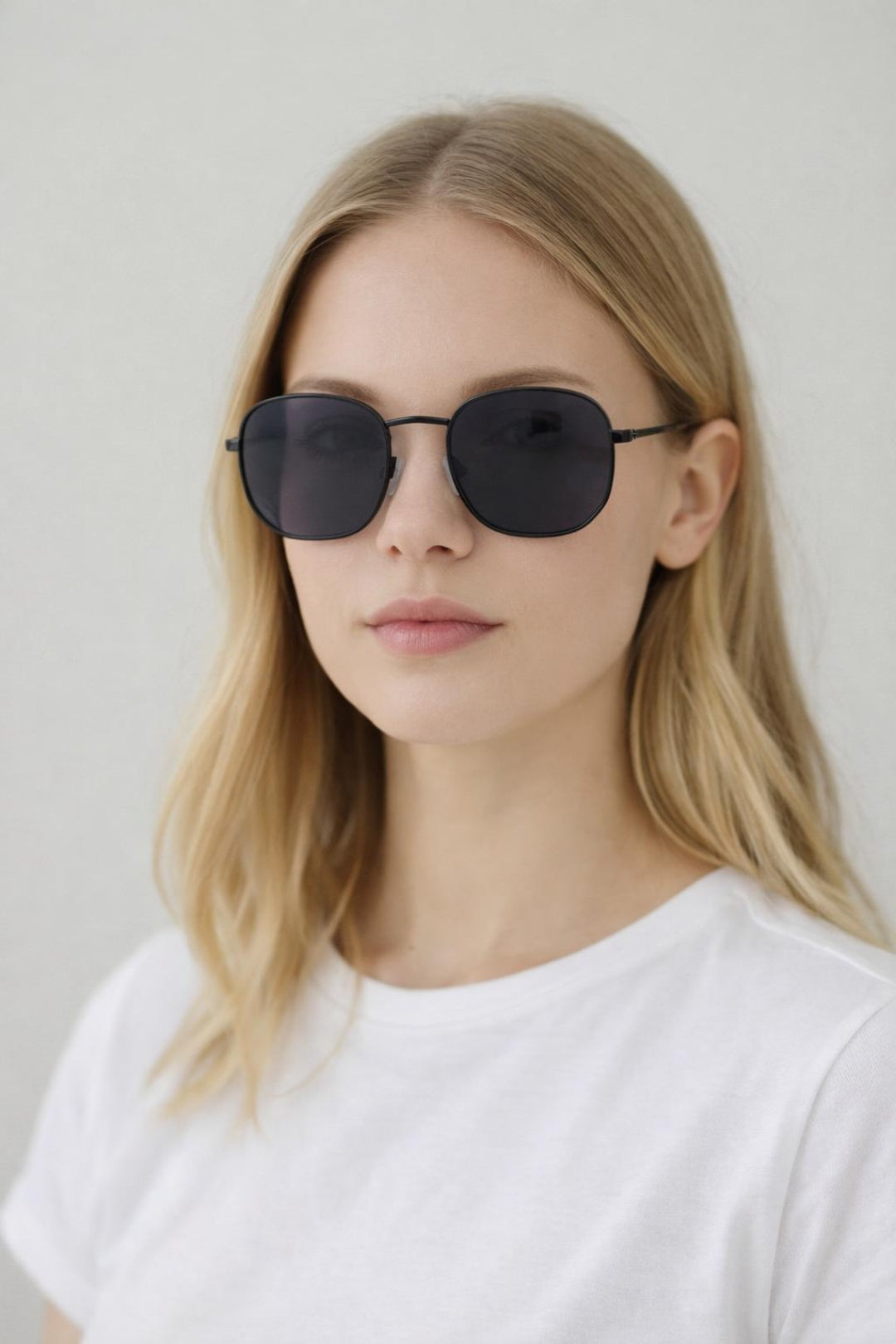 Hexagon Round Aviator Sunglasses in Black